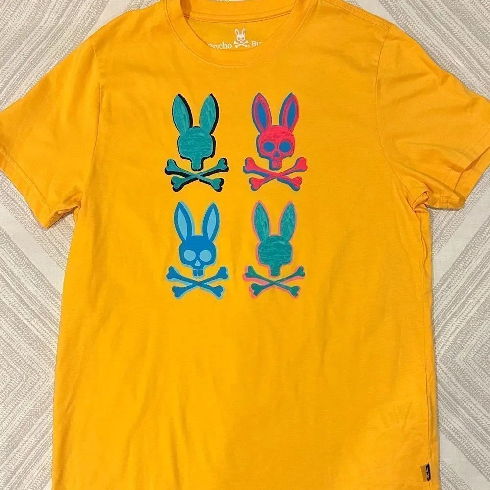 Psycho Bunny Men’s Amber Frost Bennett Multi Bunny Graphic T-Shirt Size 4 (S)